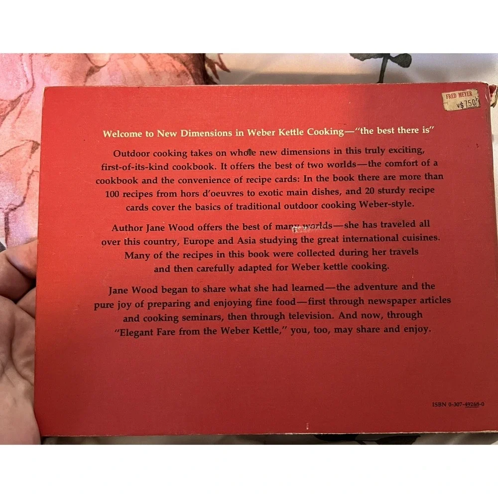 Elegant Fare from the Weber Kettle by Jane Wood Grill Cookbook Recipe Cards 1978